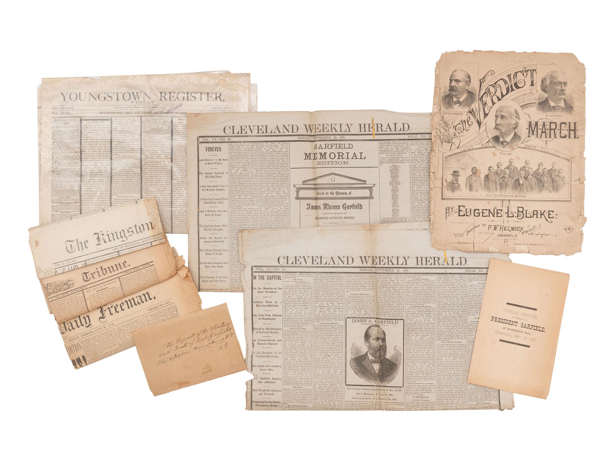 [GARFIELD, James]. Group involving the shooting, death, and aftermath of James Garfield's assassination.