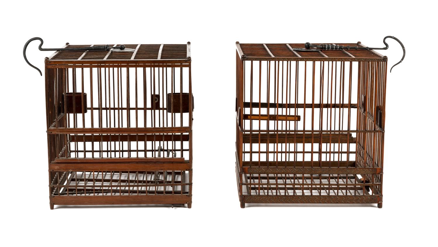 Two Chinese Bamboo Birdcages Height of larger 9 3/4 inches. — QING DYNASTY (1644-1911)