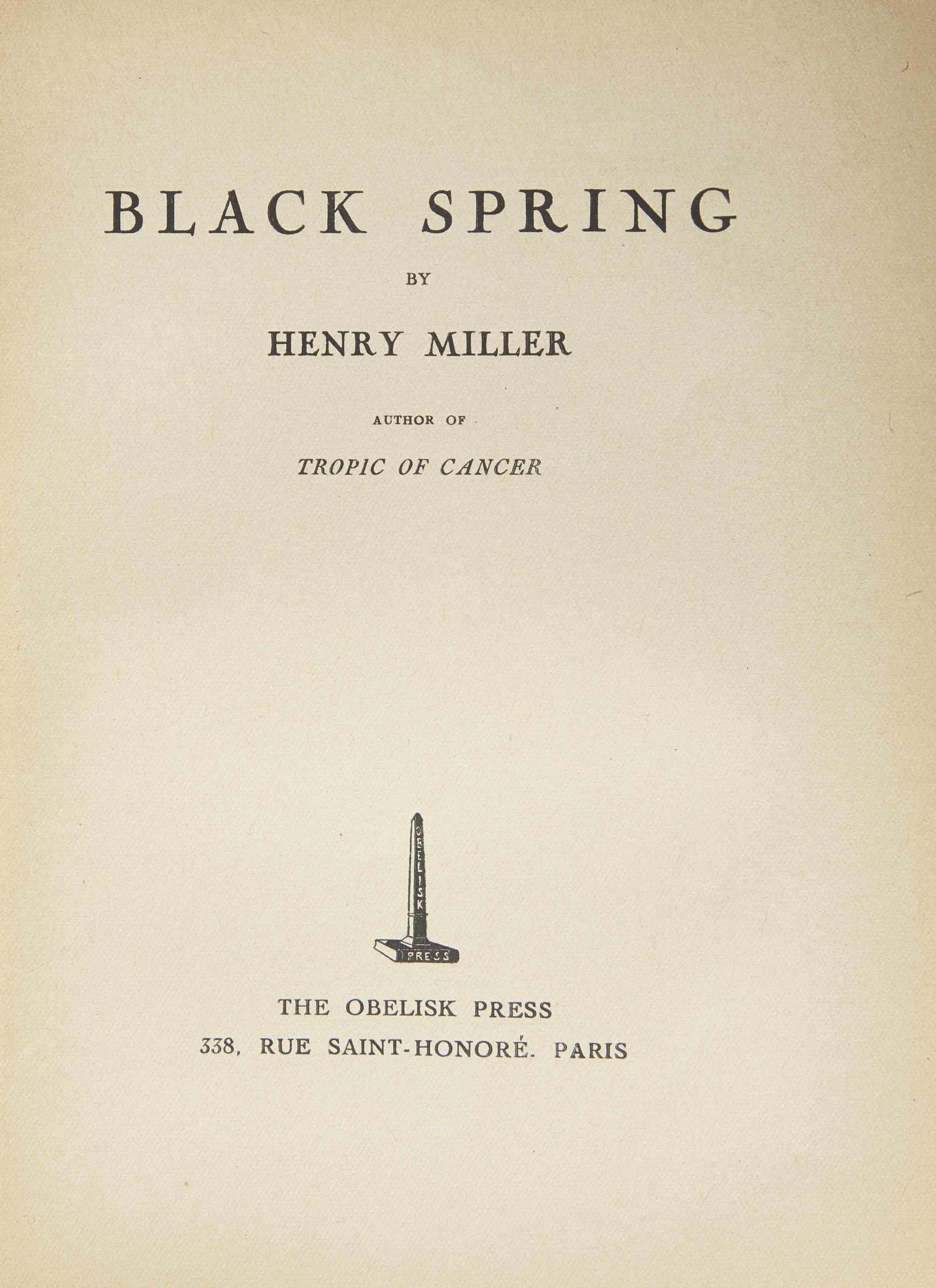Miller, Henry. Black Spring