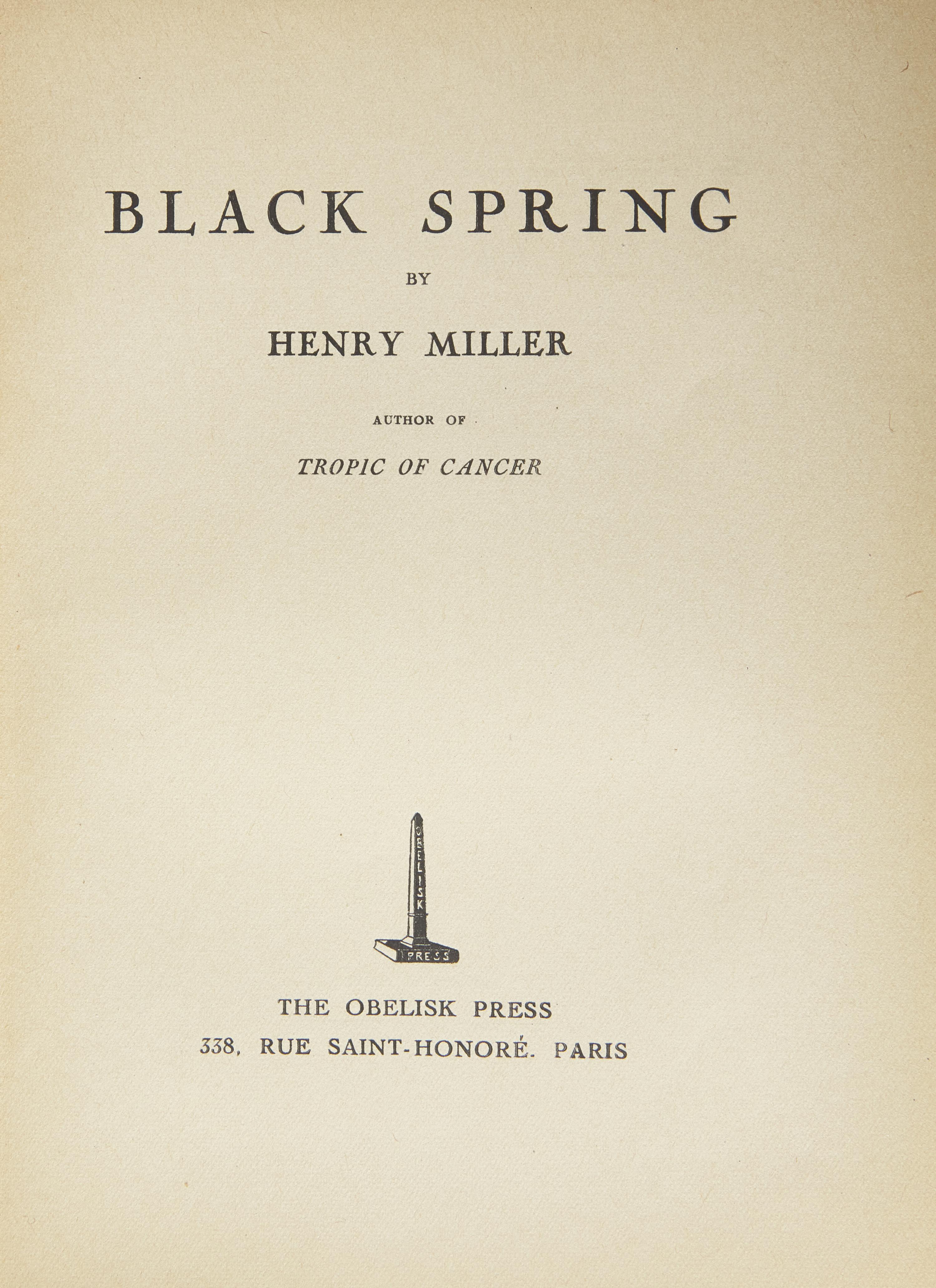 Miller, Henry. Black Spring