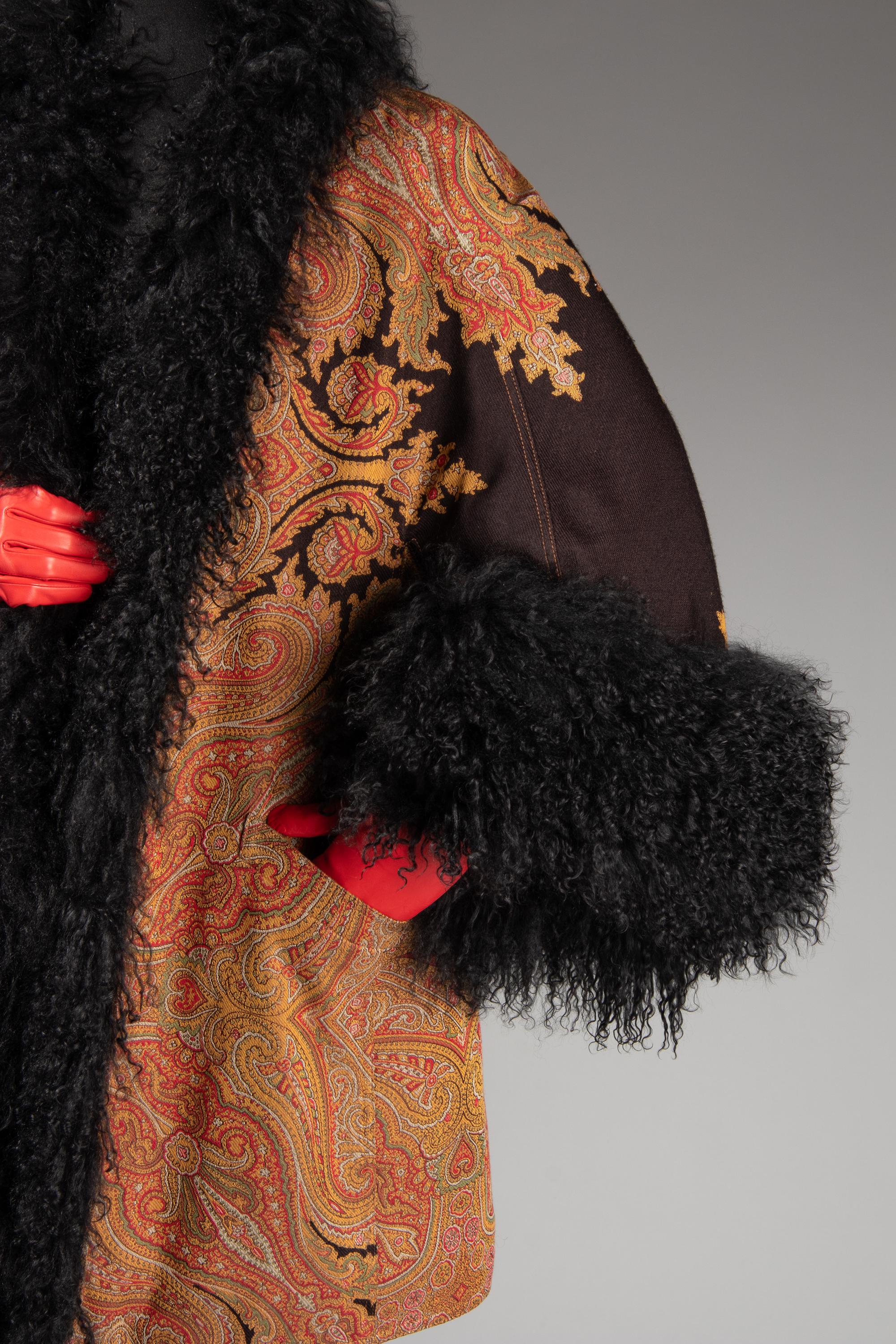 Ralph Rucci Paisley Coat with Lamb Fur Trim, 2011