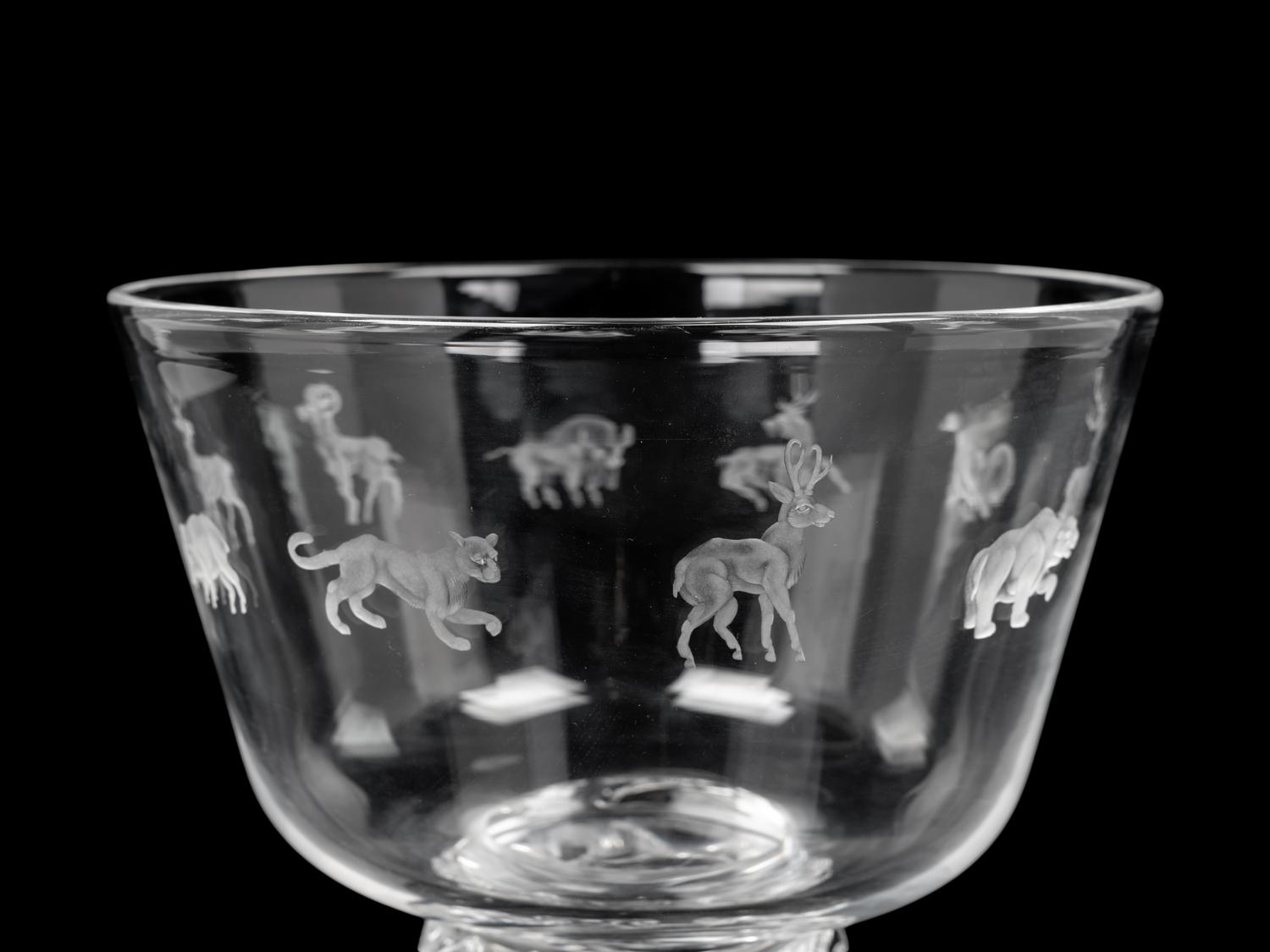 A Steuben Glass Bowl with Prunted Base