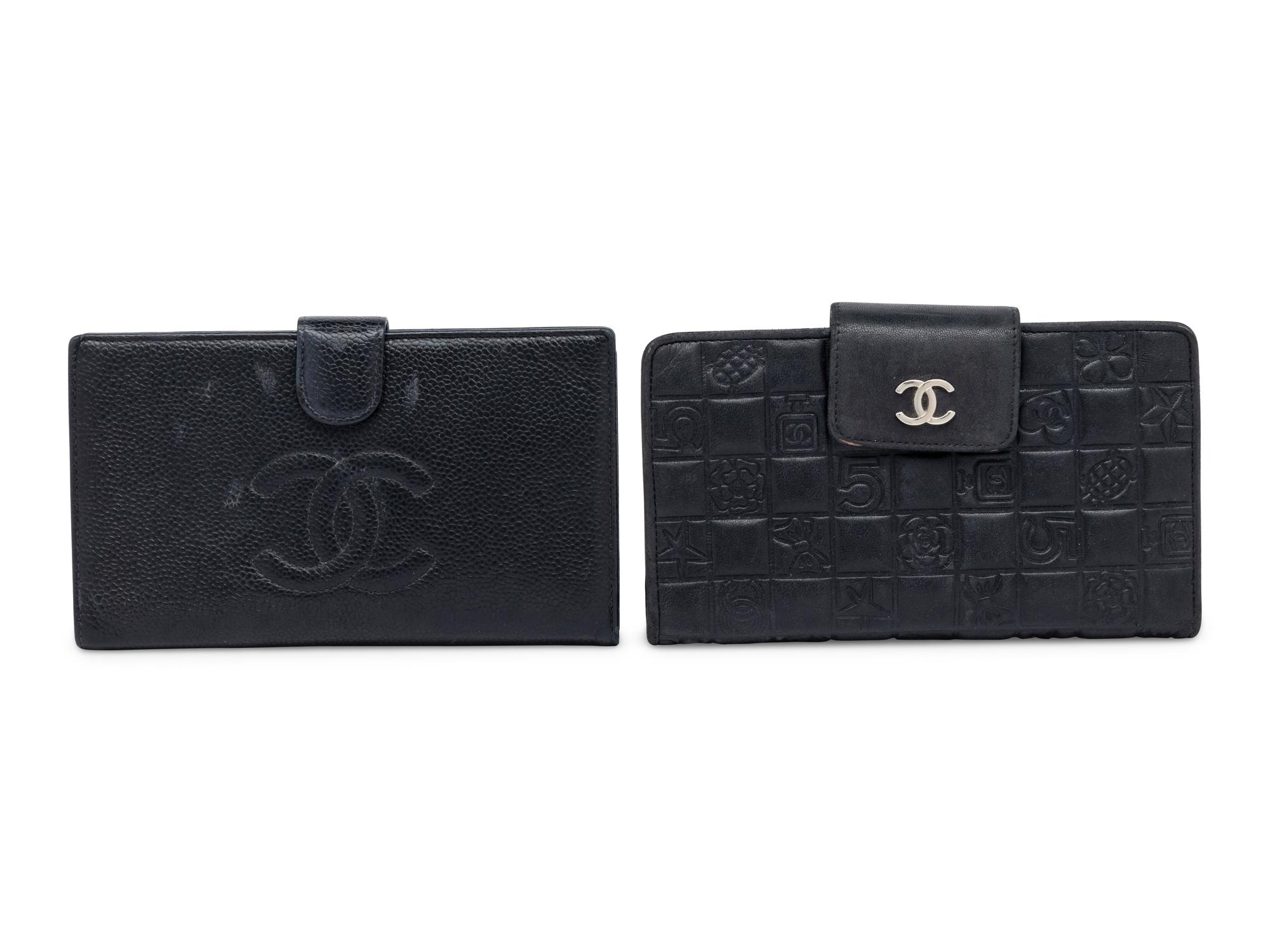 Chanel, Two Black Leather Wallets