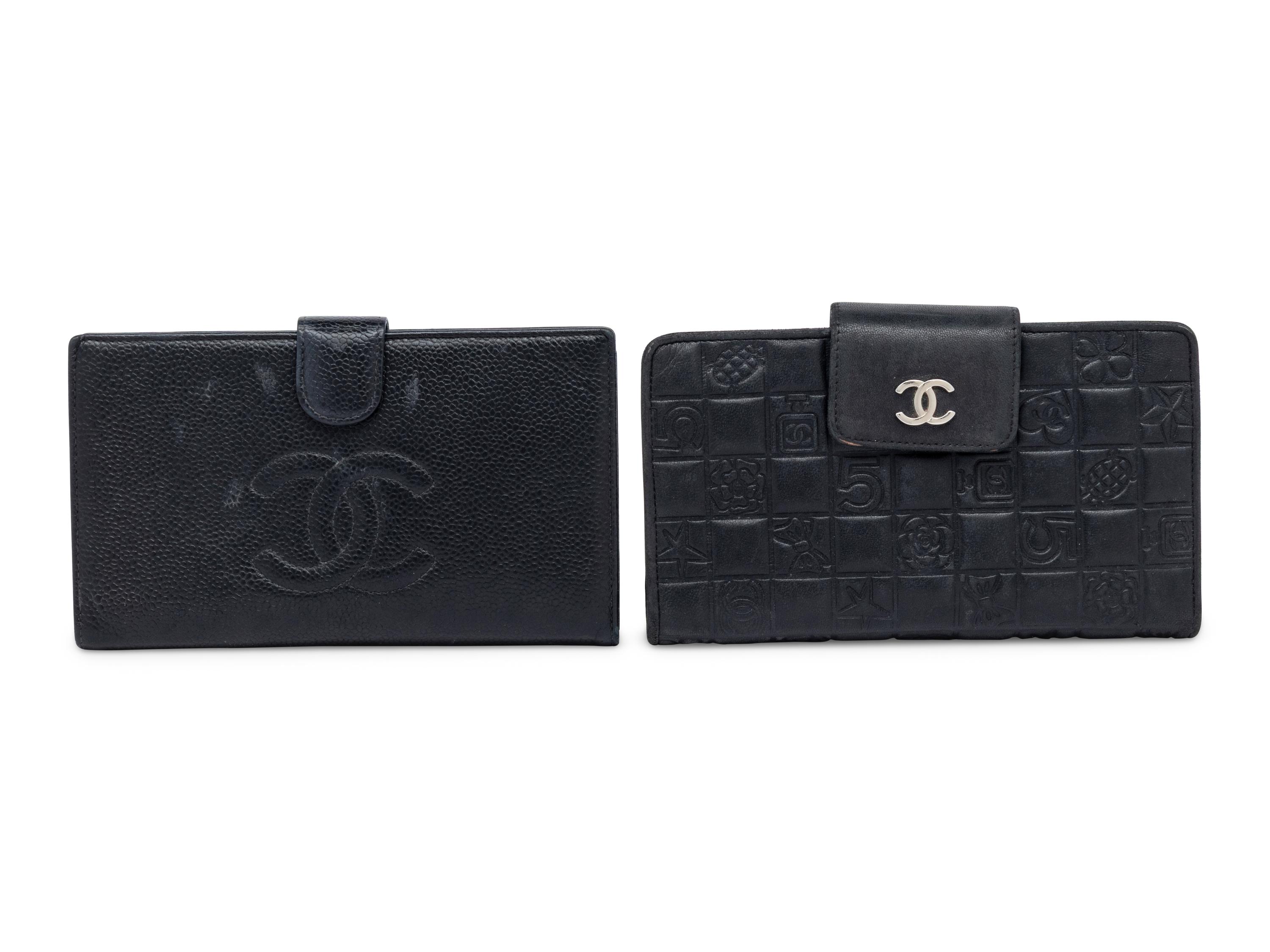 Chanel, Two Black Leather Wallets