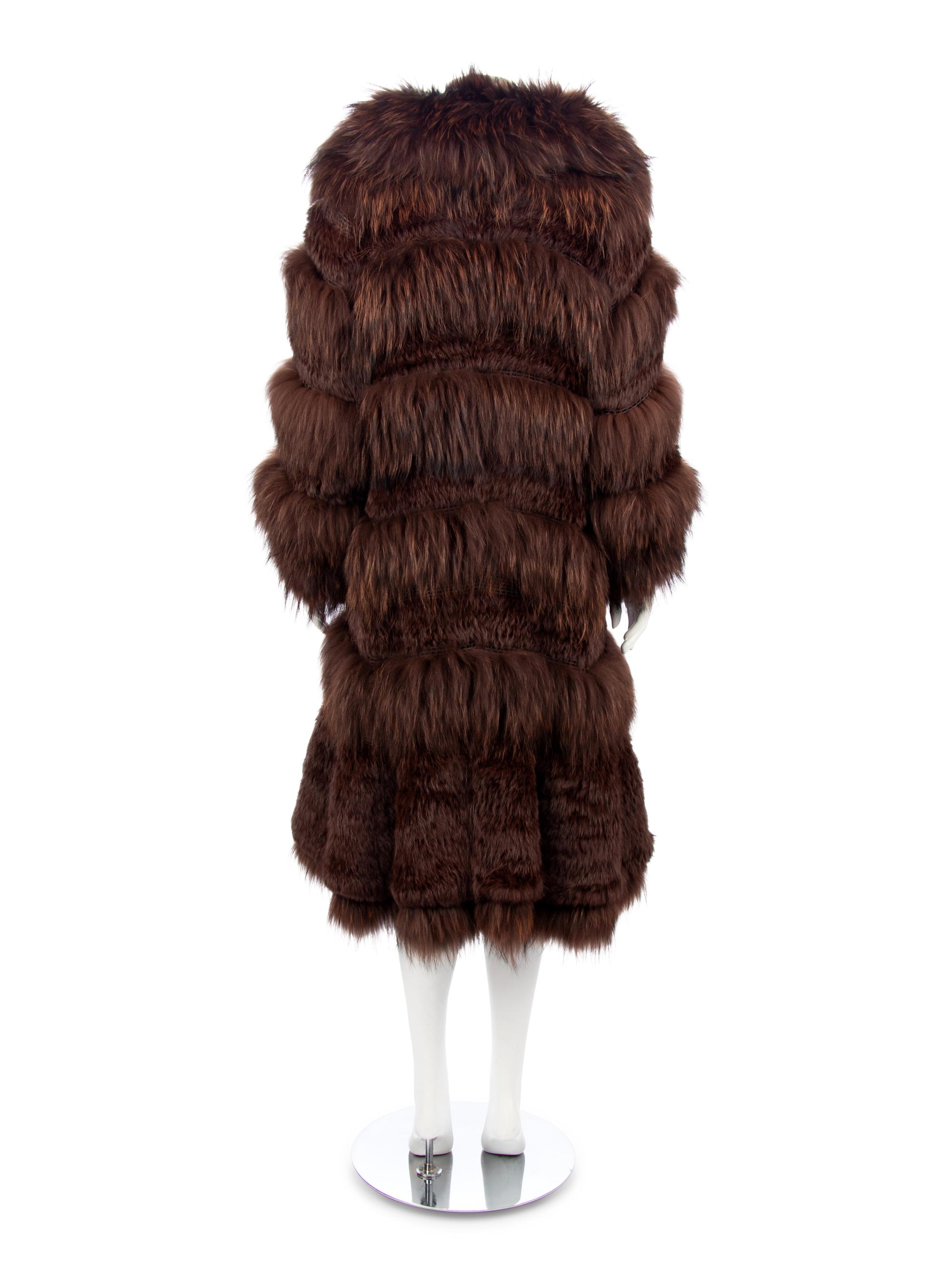 Sonia Rykiel Brown Fox and Rabbit Fur Coat, 1980-2000s