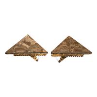 A Pair of North Italian Polychrome-Painted and Parcel Gilt Marble-Top Corner Consoles