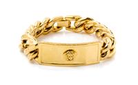 A Gianni Versace Men's Goldtone Curb Link Bracelet, 8" x .75".
