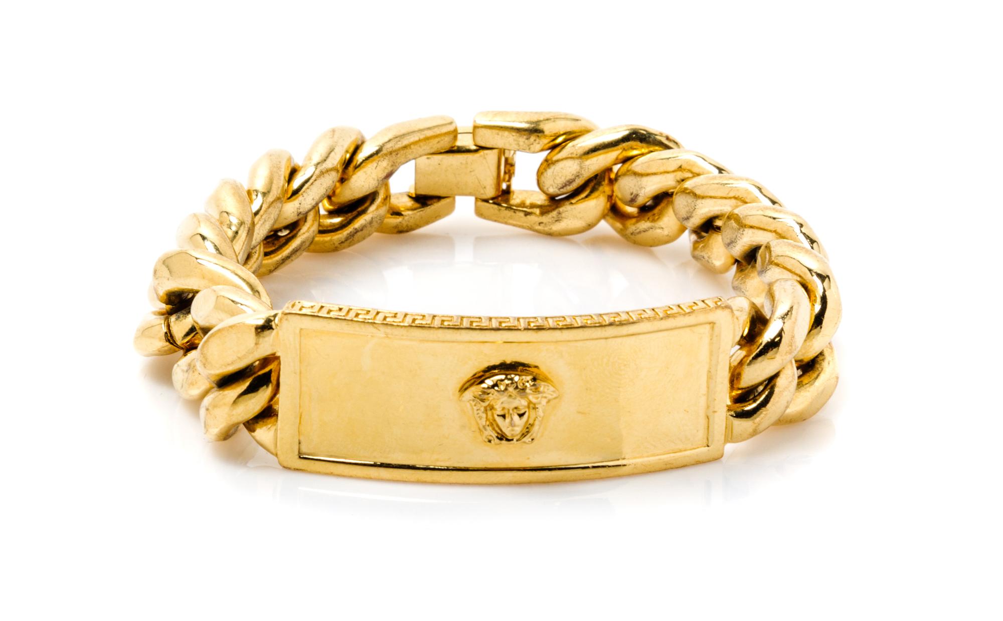 A Gianni Versace Men's Goldtone Curb Link Bracelet, 8" x .75".