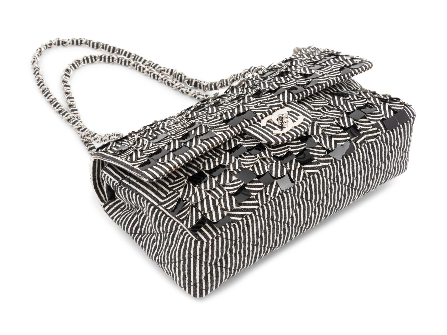 Chanel Striped Denim Double Flap Bag, 2006-2008