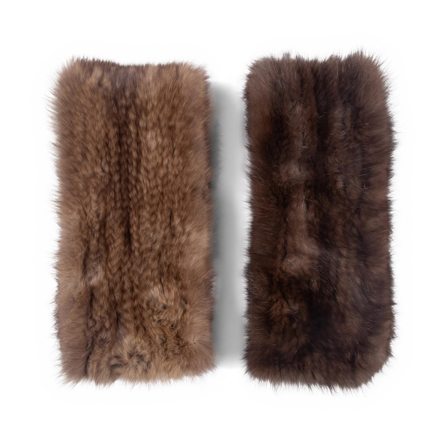 Two J. Mendel Knitted Sable Scarves