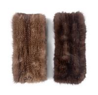 Two J. Mendel Knitted Sable Scarves