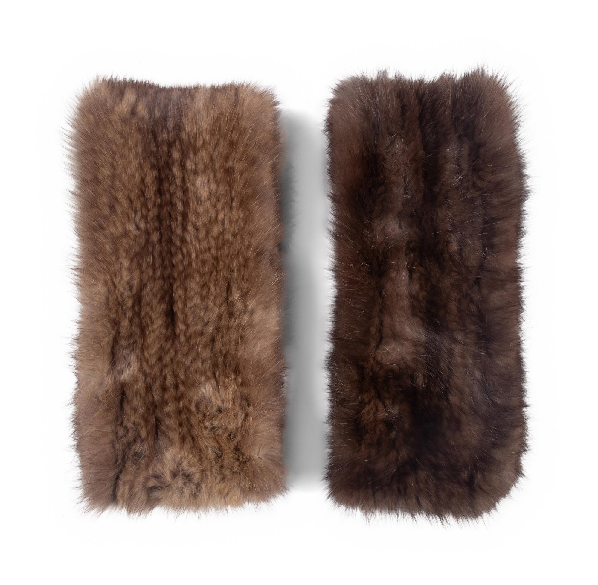 Two J. Mendel Knitted Sable Scarves