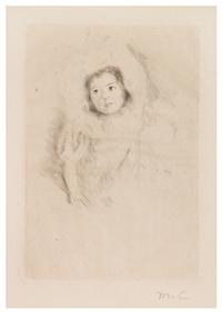 Mary Cassatt, (American, 1844–1926), Margot Wearing a Bonnet I, c. 1902