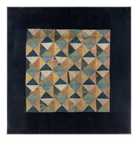 A Tibetan Silk Patchwork Offering Cloth and A Tibetan Rug