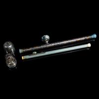 Two Chinese Opium Pipes and One Silver Opium Lamp, Late Qing-Republic Period 晚清-民國 烟槍、煙燈兩套