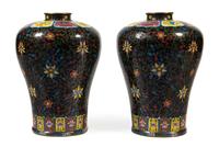 A Pair of Chinese Cloisonne Vases Height 19 1/2 inches. — 20TH CENTURY