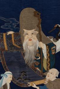 A Japanese Embroidered Silk Panel