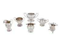 A Group of American Silver Creamers and Sugar Dishes