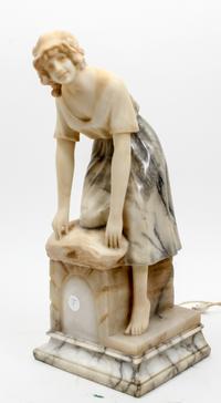 A Marble Alabaster Figural Lamp Height 21 inches. — EARLY 20TH CENTURY