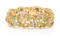 An 18 Karat Gold, Emerald and Diamond Bracelet, Cherny, 55.85 dwts.