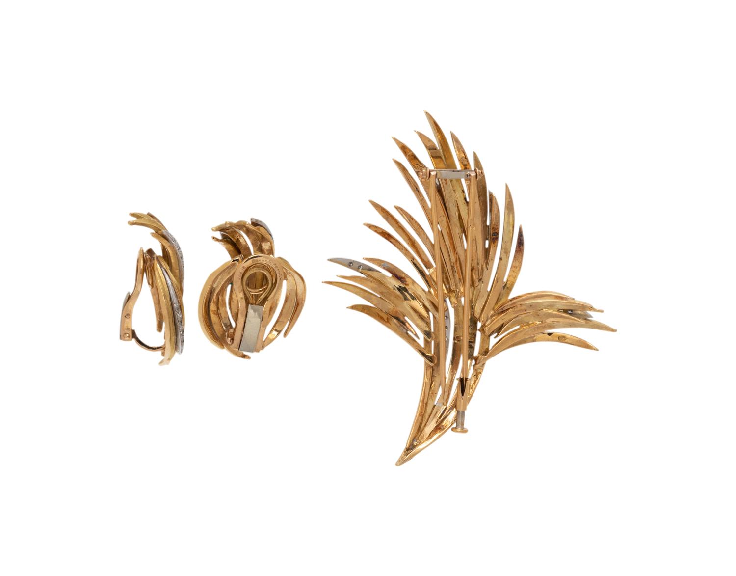 FRENCH, YELLOW GOLD AND DIAMOND SET