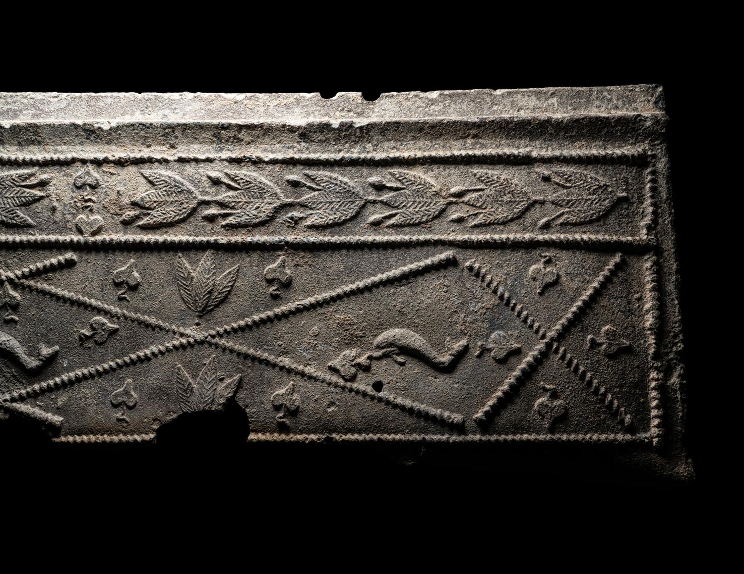 Two Roman Lead Sarcophagus Fragments