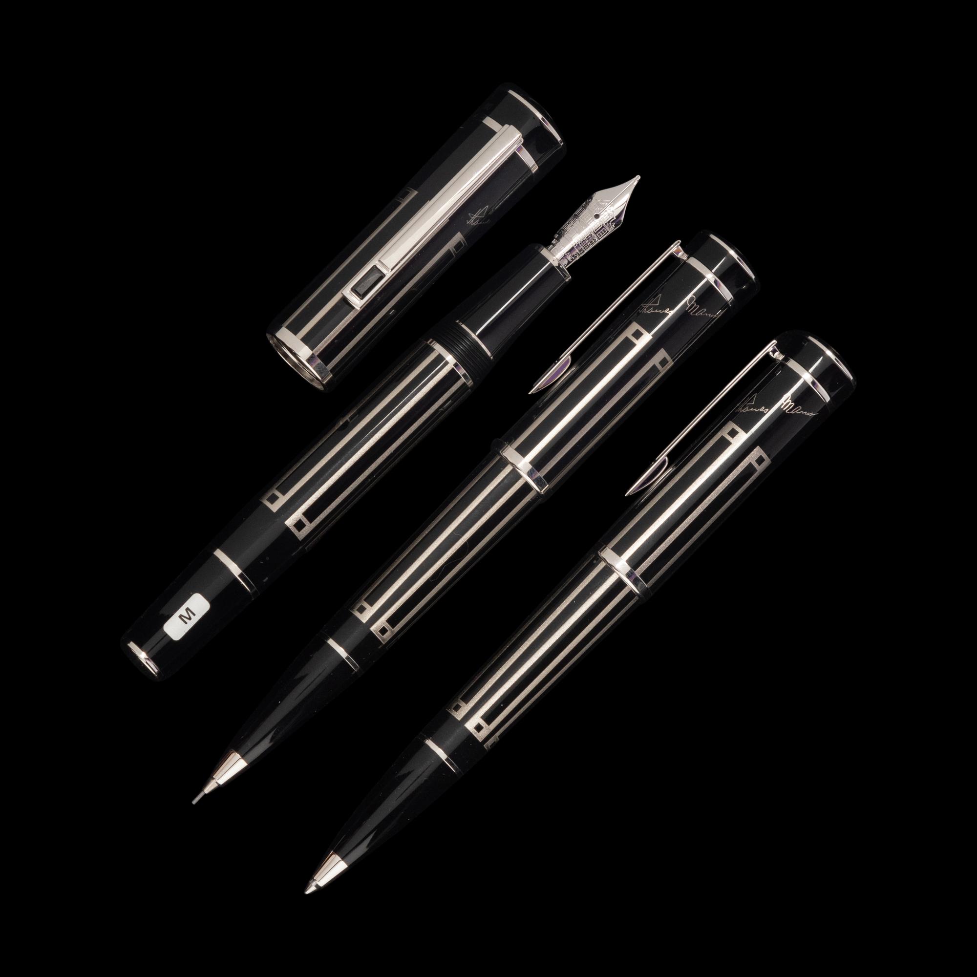 A Montblanc Limited Edition Thomas Mann Fountain Pen, Rollerball Pen and Mechanical Pencil Set