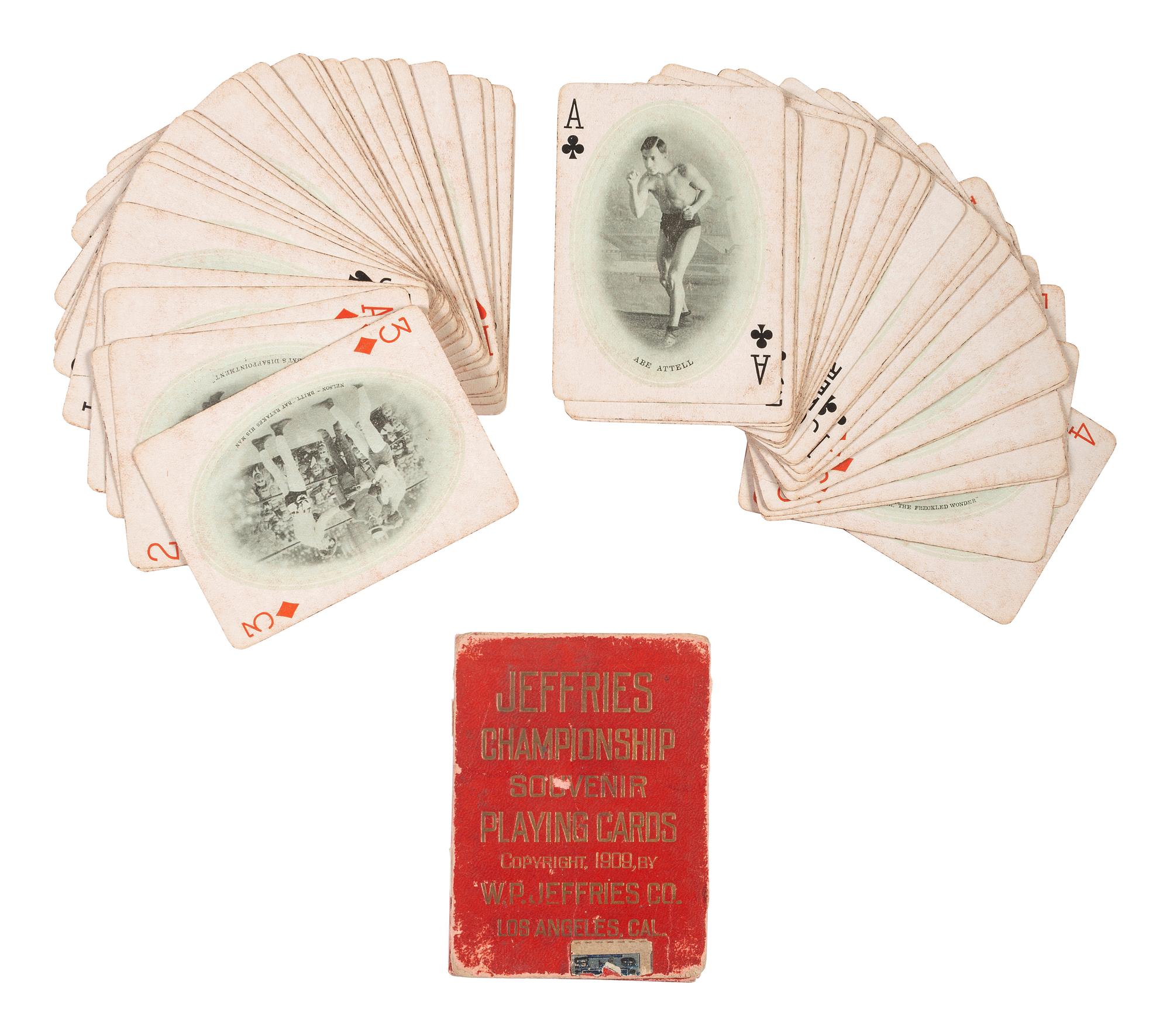 [AFRICAN AMERICANA] -- [SPORTS]. Jeffries Championship Souvenir Playing Cards . Los Angeles, CA: W.P. Jeffries Co., 1909.