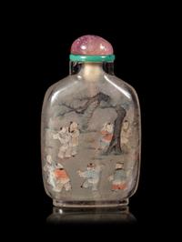 An Inside Painted Rock Crystal 'Boys' Snuff Bottle