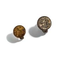 Two European Gold and Silver Heraldic Signet Rings
