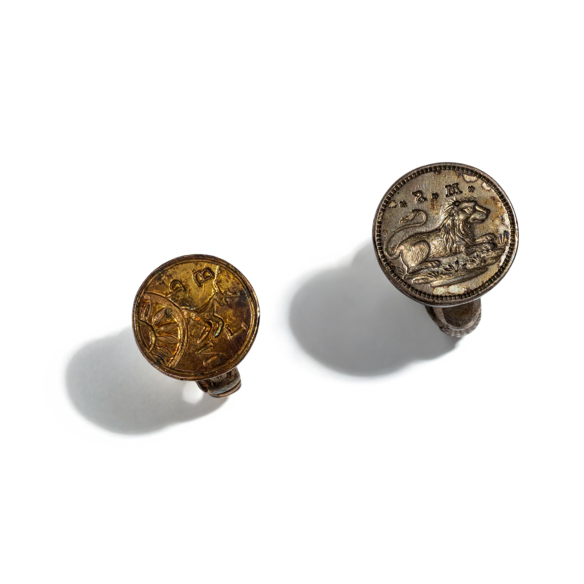 Two European Gold and Silver Heraldic Signet Rings
