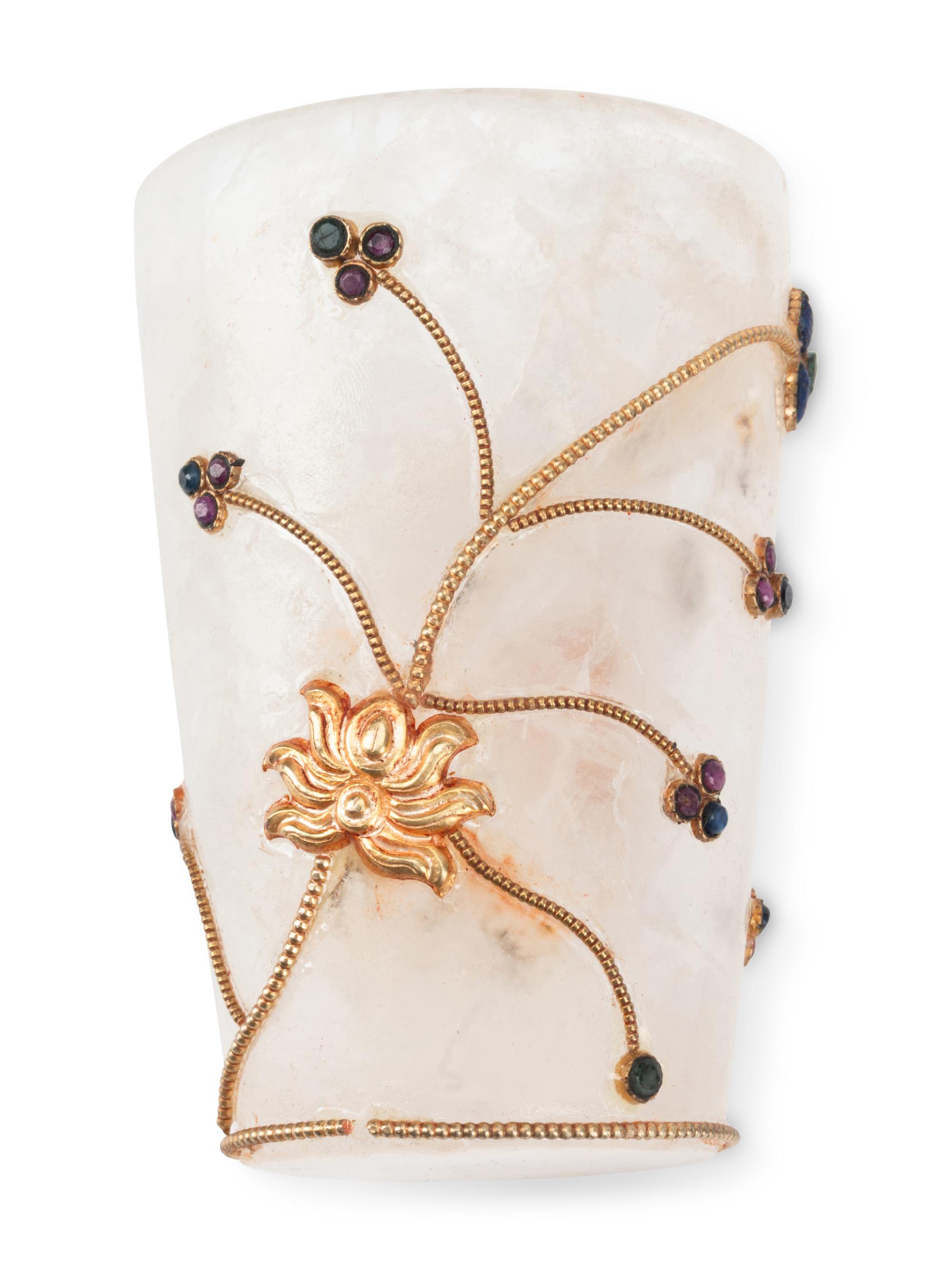 A Set of Three Jeweled Rock Crystal Cups