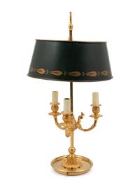 A Gilt Metal and Tôle Bouillotte Lamp