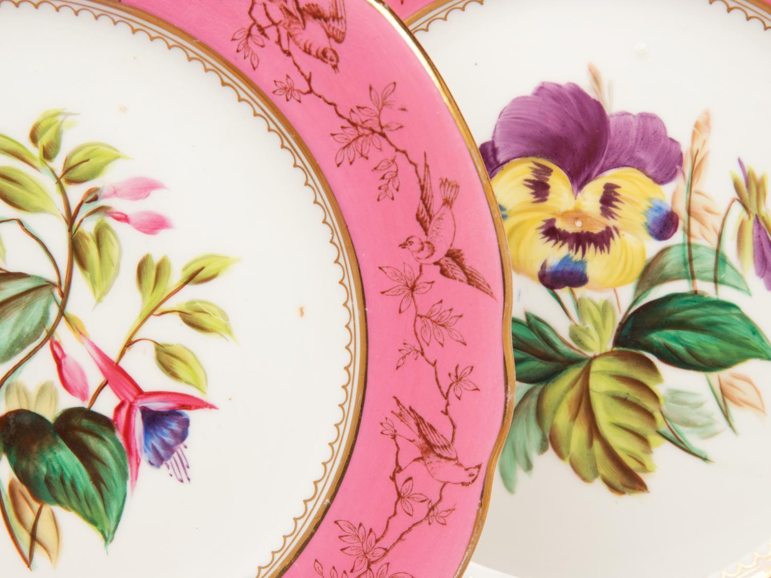 A Set of Twelve Painted Porcelain Dessert Plates
