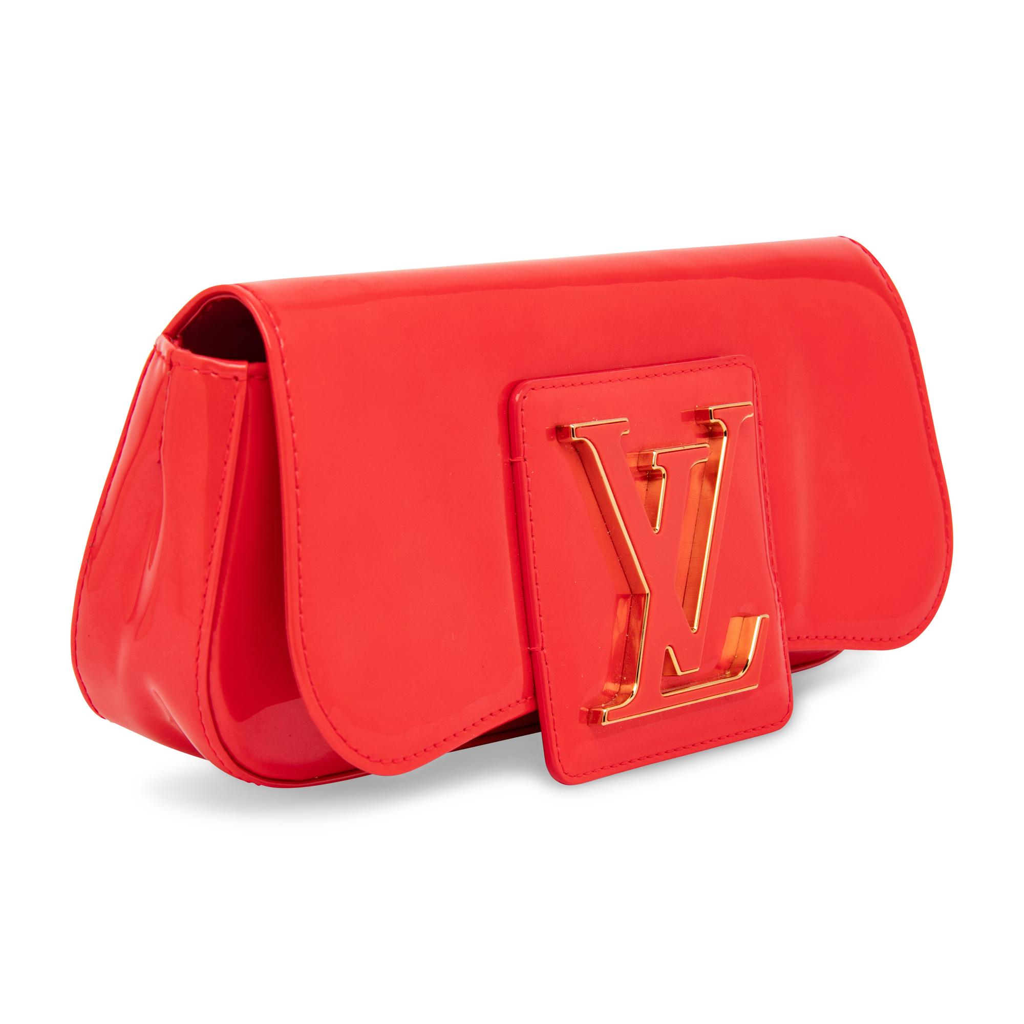 LOUIS VUITTON, PATENT RED SOBO CLUTCH