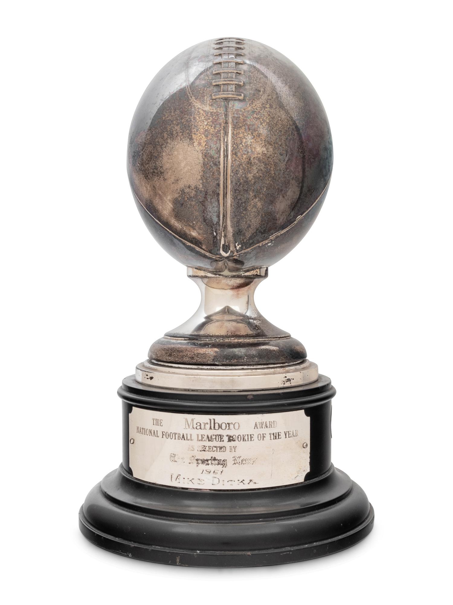 Mike Ditka's 1961 Marlboro Award NFL Rookie of the Year Trophy Formerly Displayed at Mike Ditka's Restaurant
