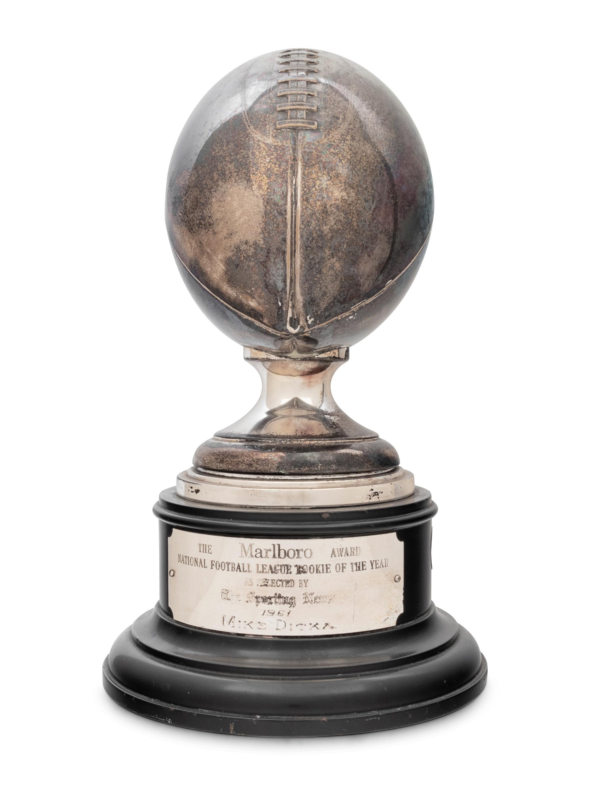 Mike Ditka's 1961 Marlboro Award NFL Rookie of the Year Trophy Formerly Displayed at Mike Ditka's Restaurant