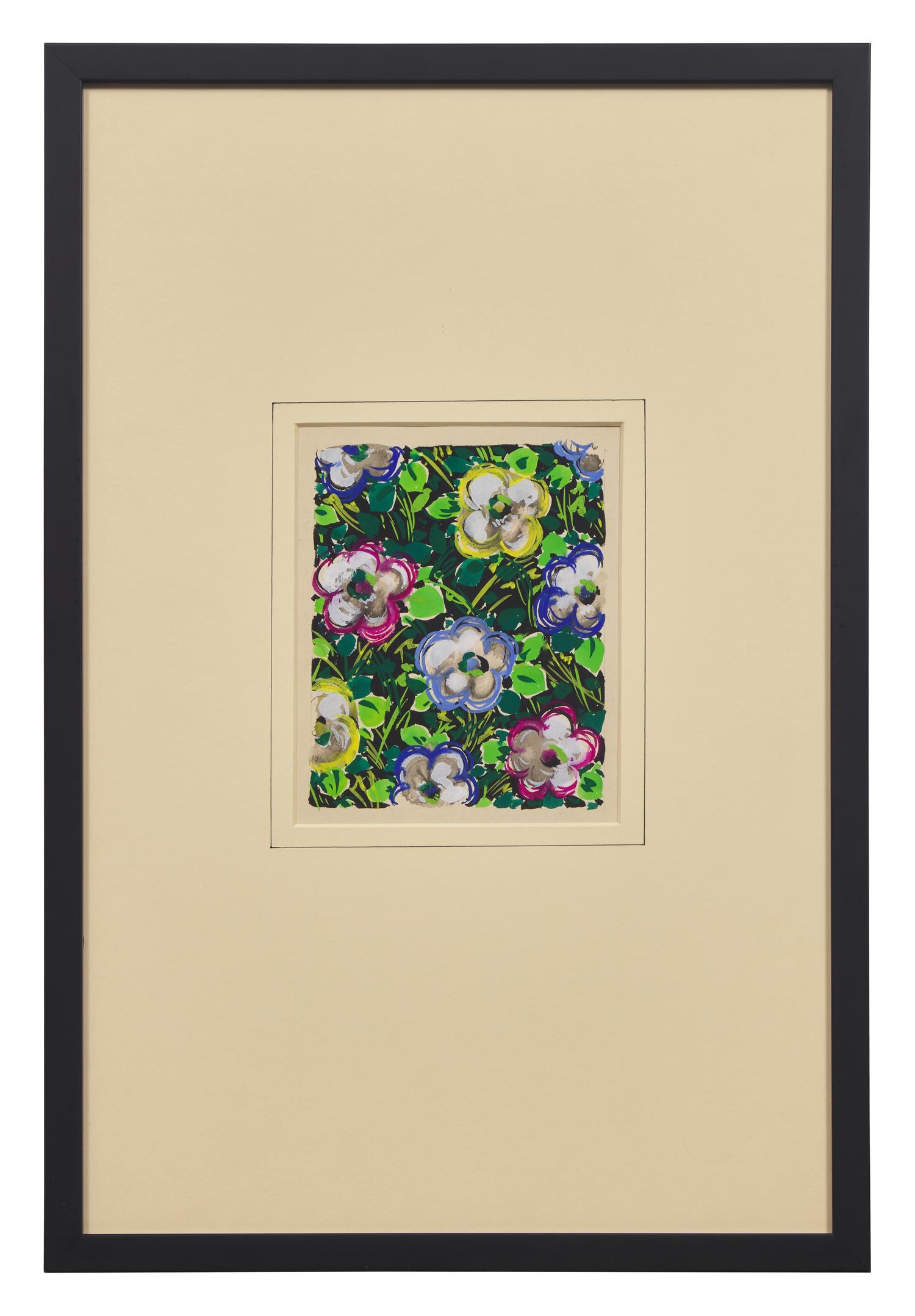 A Group of Three French Gouaches of Apparel Textile Designs By Louis Lang DONATED BY CORA GINSBURG, LLC.