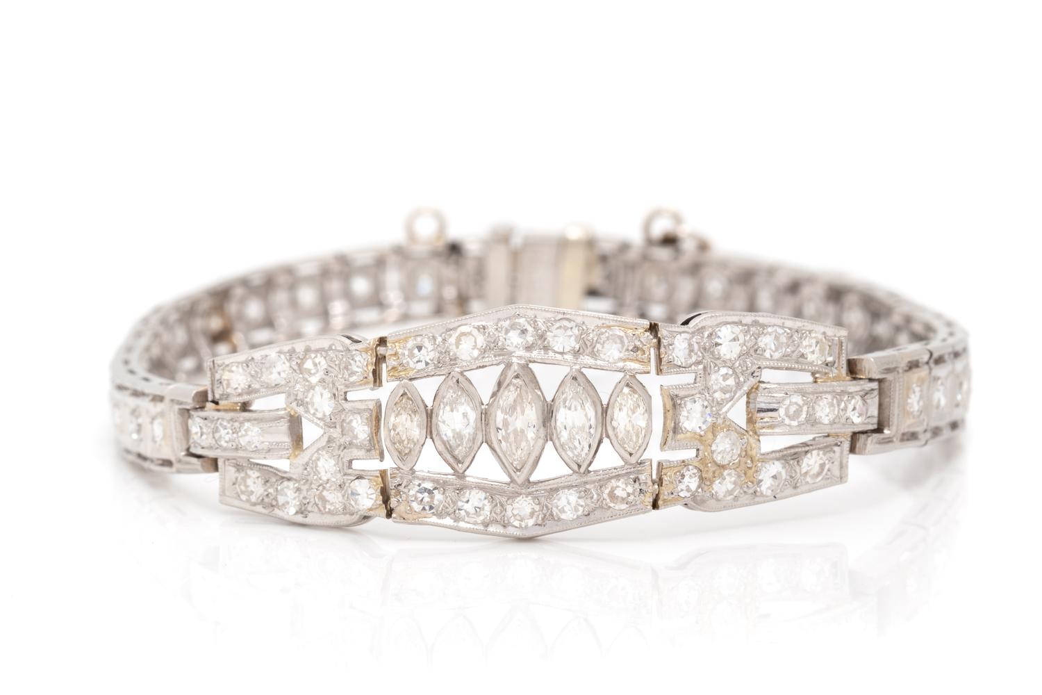 ART DECO, PLATINUM AND DIAMOND BRACELET