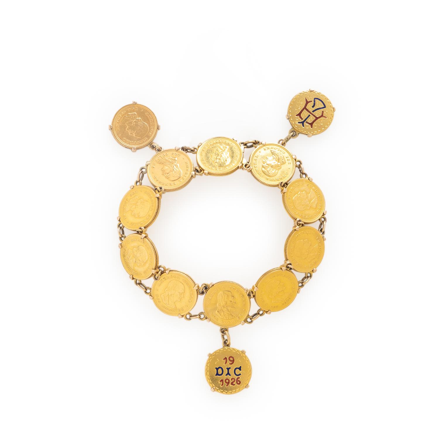 Yellow Gold Coin Bracelet