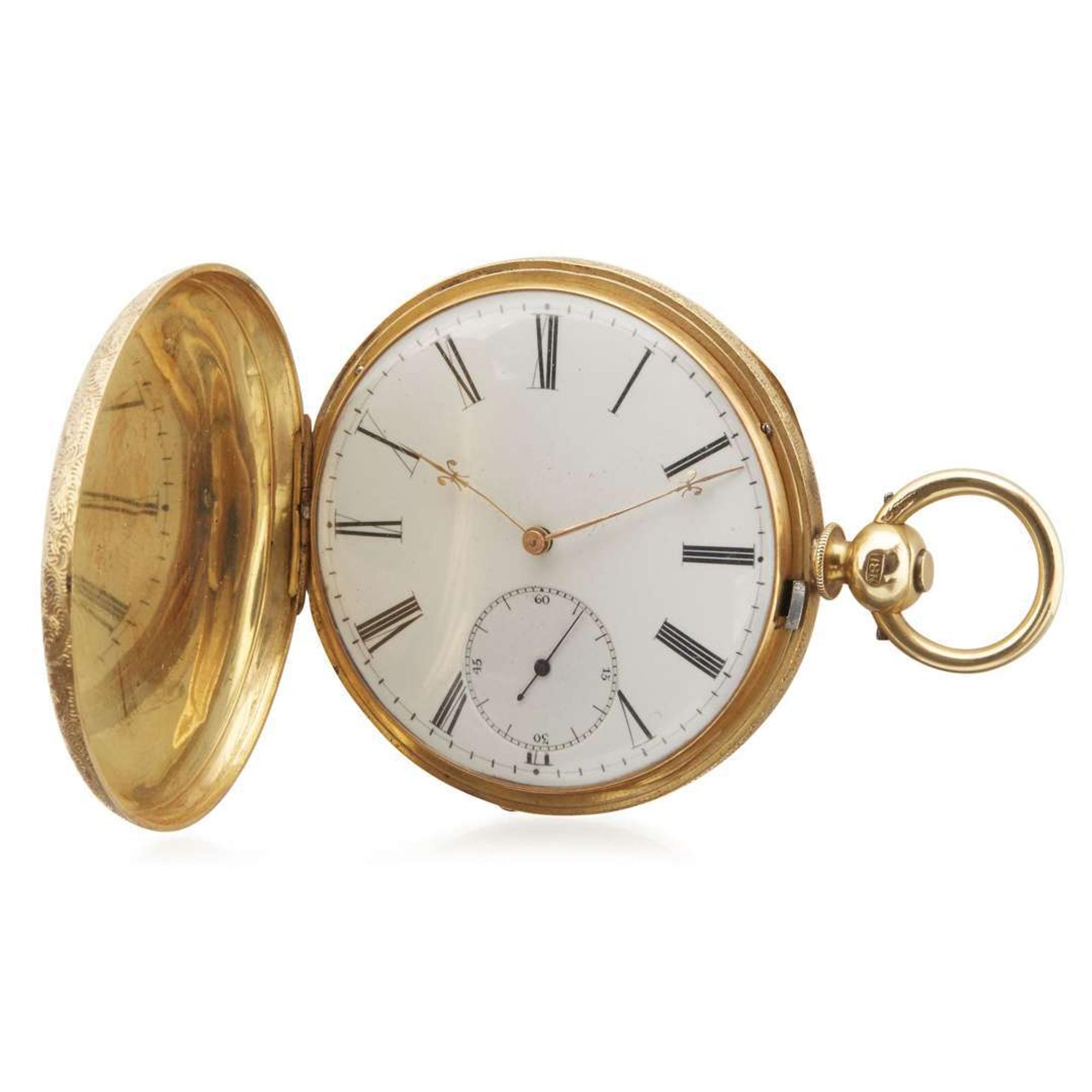 18 karat gold hunting case pocket watch M. J. Tobias, Liverpool, England, first quarter 19th century