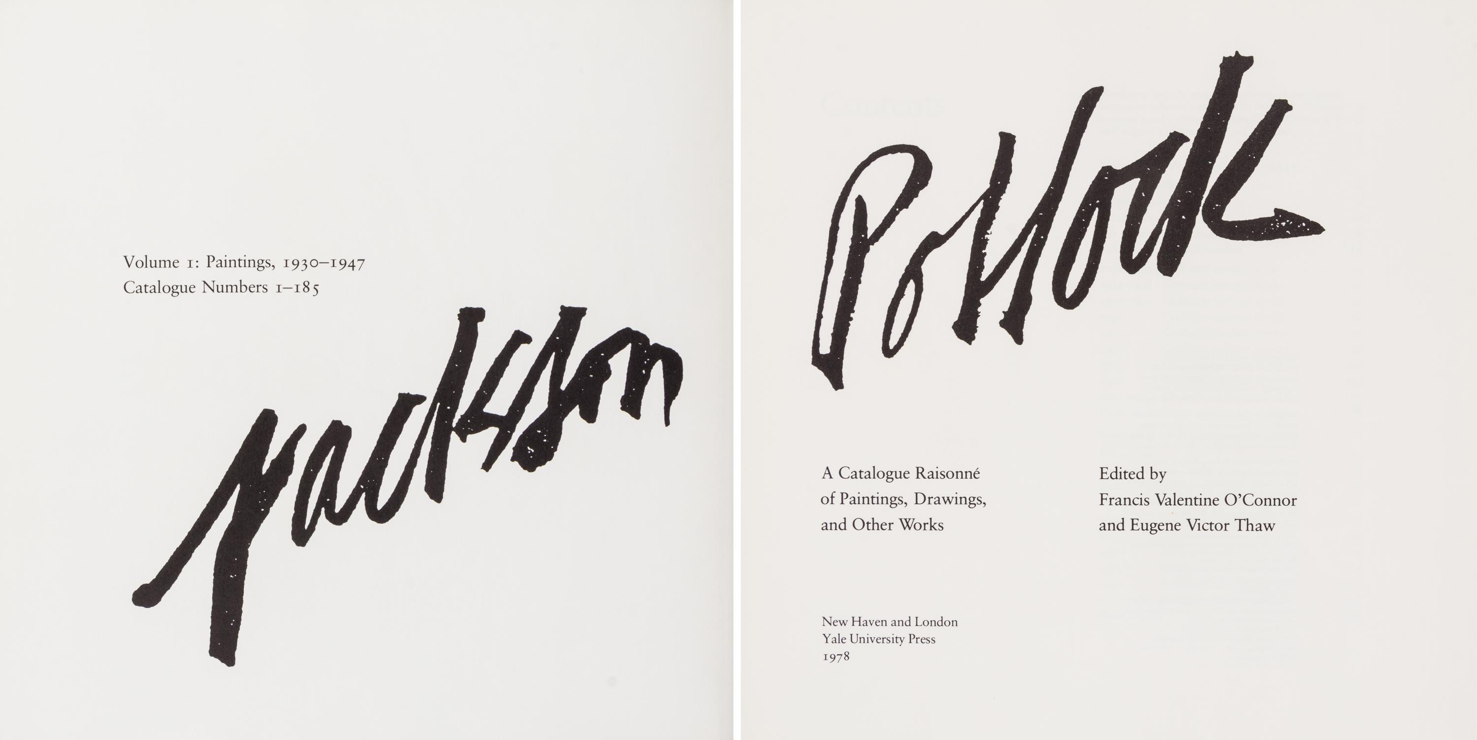 (POLLOCK, JACKSON). Jackson Pollock: A Catalogue Raisonne of His Paintings... New Haven and London, 1978. 4 vols. First edition.