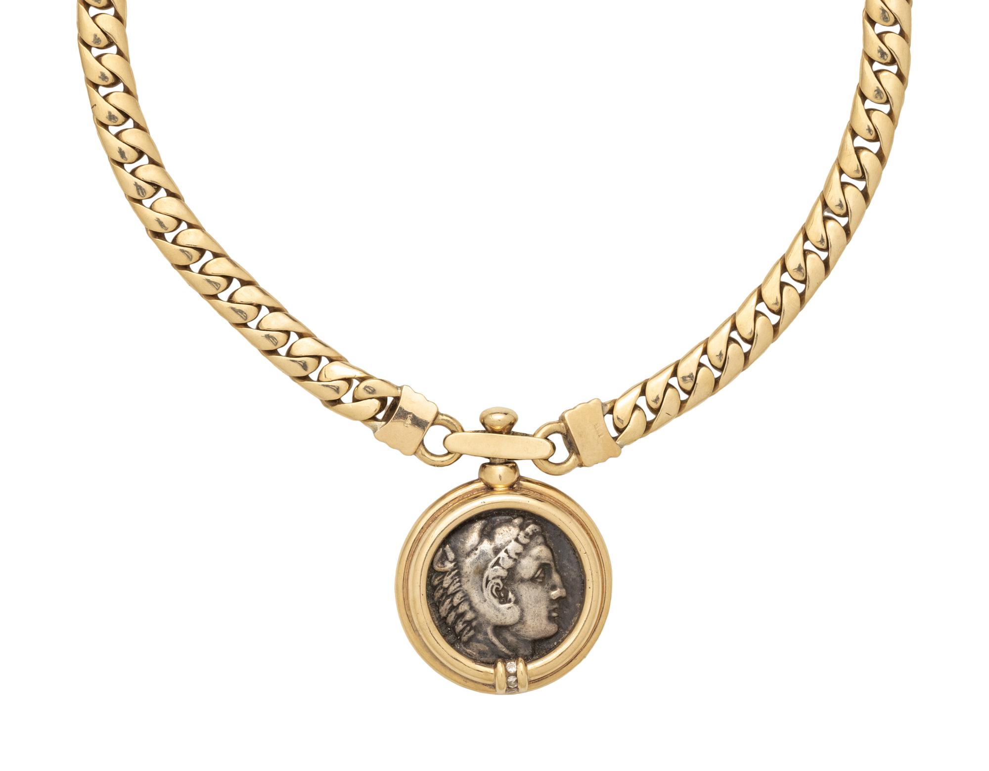 YELLOW GOLD, COIN AND DIAMOND SET
