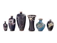 Seven Japanese Cloisonné Enamel Vases