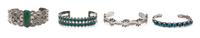 A Collection of Sterling Silver and Turquoise Bangle Bracelets, 62.30 dwts.