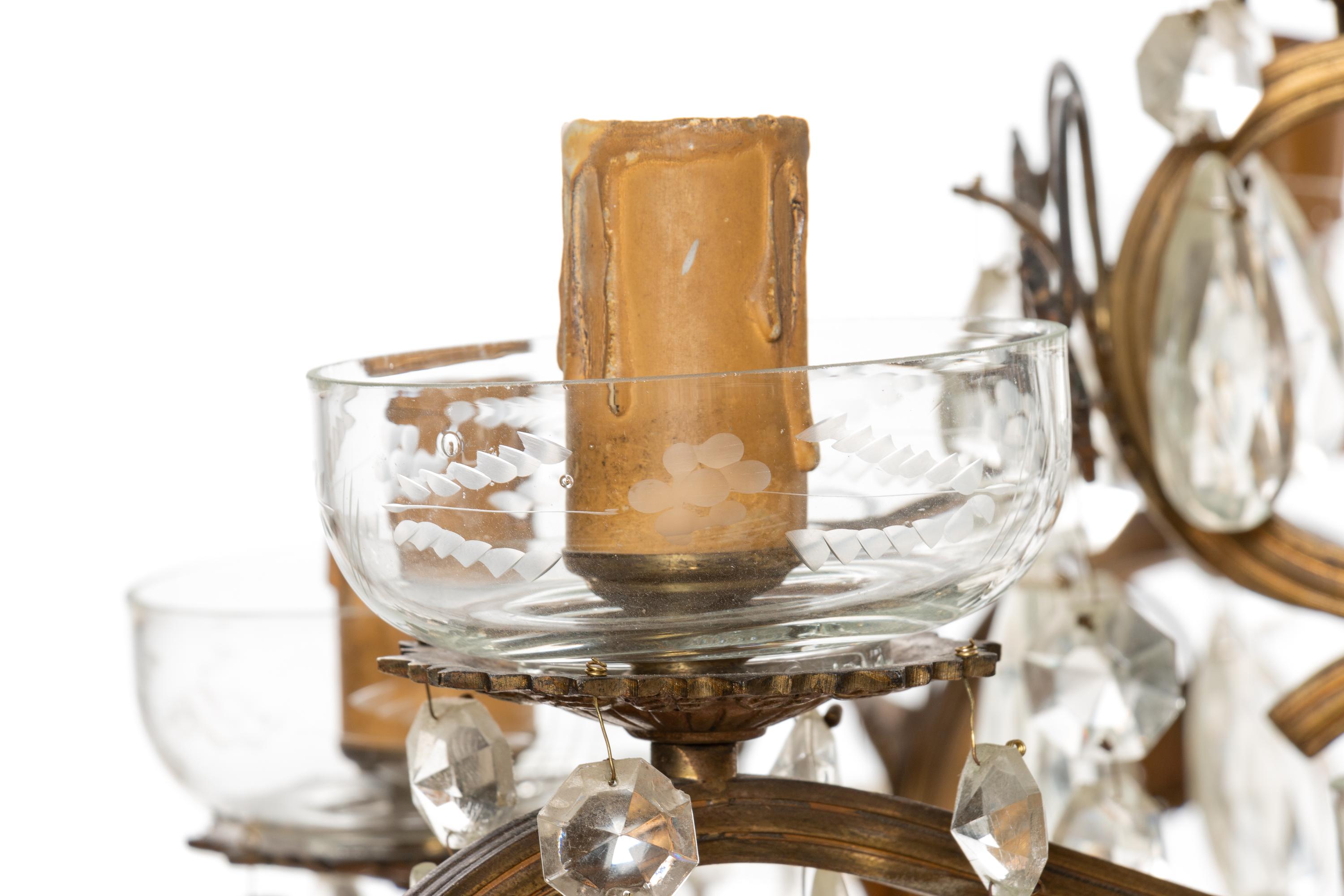 A Czech Bronze and Cut Glass Fifteen-Light Chandelier
