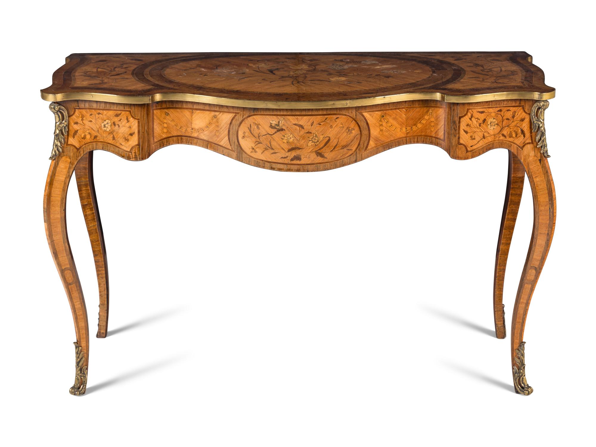 A George III Rosewood, Satinwood and Marquetry Side Table