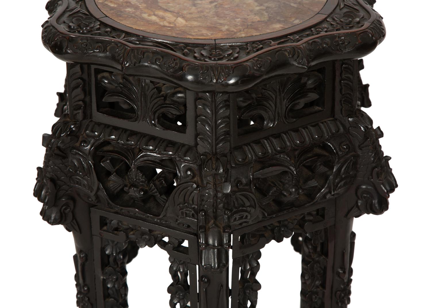 A Chinese Carved Hardwood Pedestal