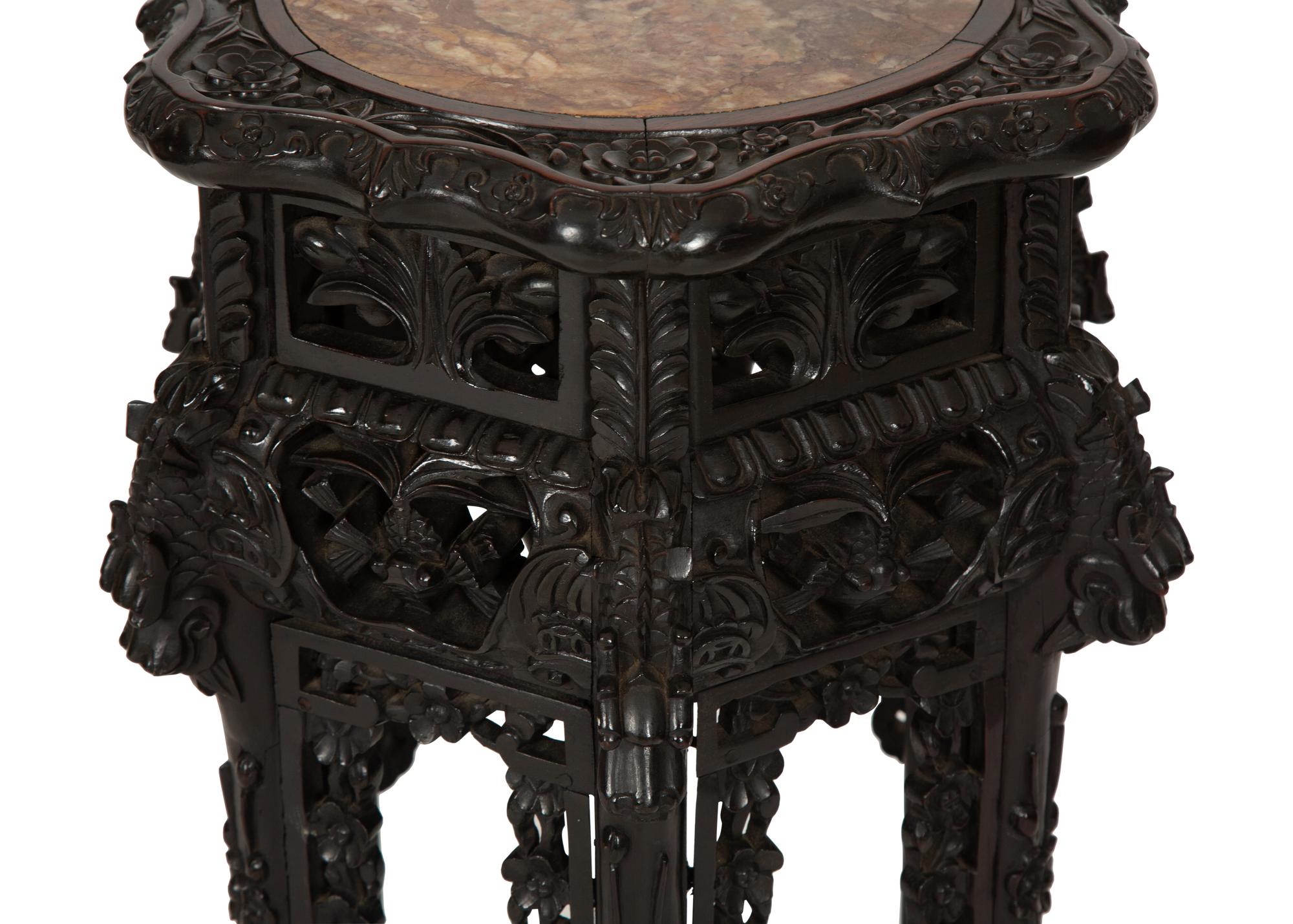 A Chinese Carved Hardwood Pedestal