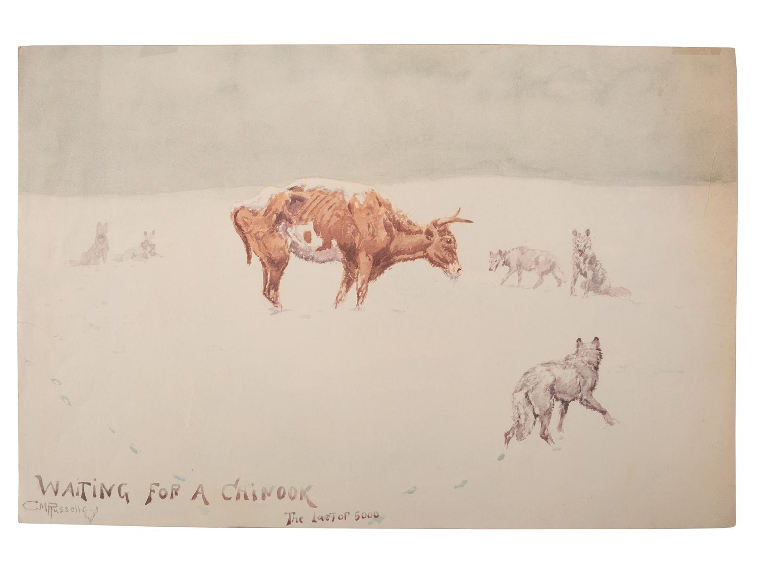 RUSSELL, Charles Marion (1864-1926). Waiting for a Chinook: The Last of 5000.
